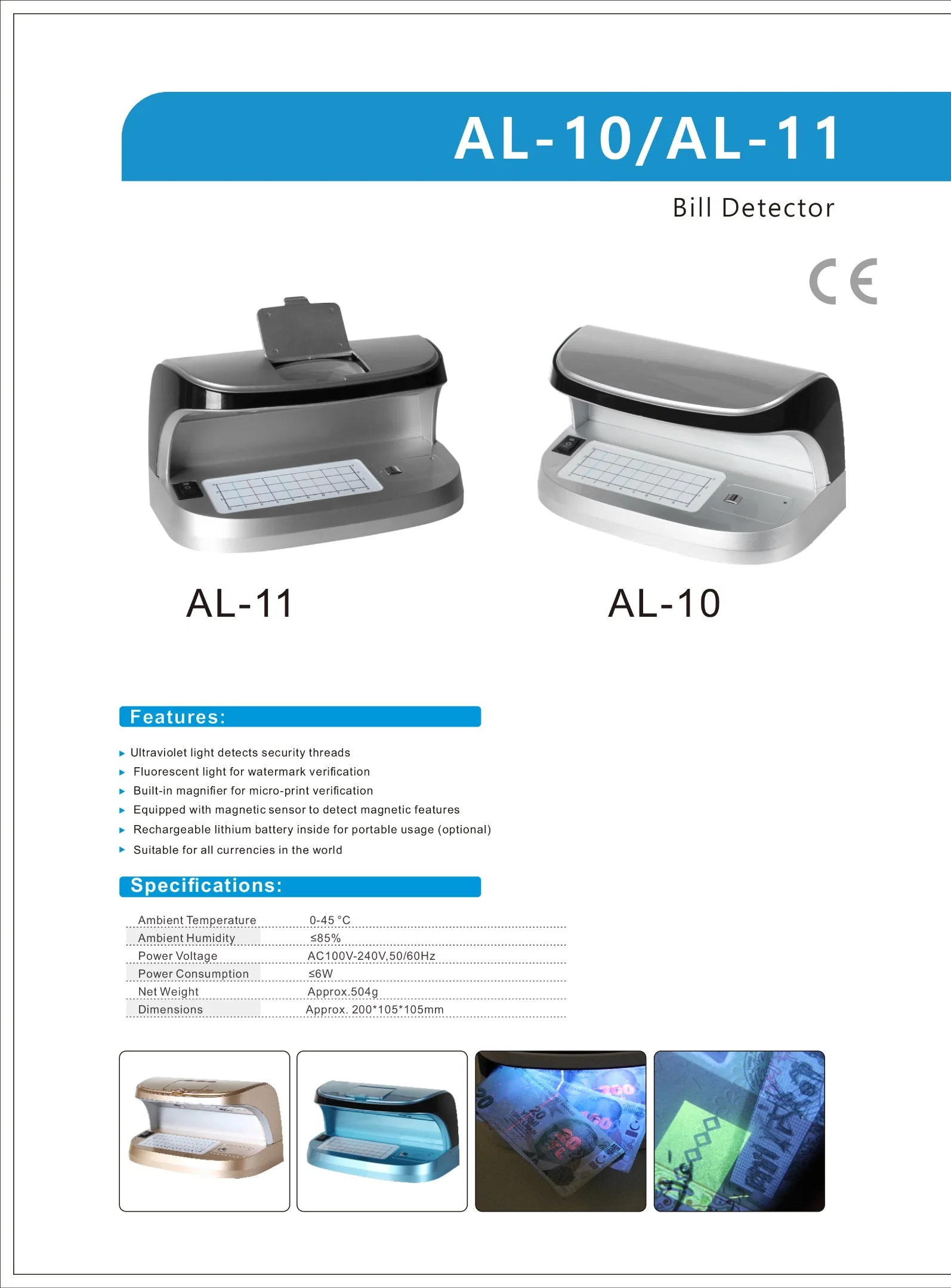 Al-10 dinero multifunción portátil Detector Sensor Magnético