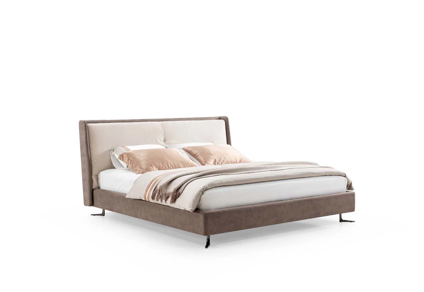 Italienische Neueste Luxus Schlafzimmer Möbel Großes Kopfteil King Size Modern Doppelbett Mit Stoffbezug
