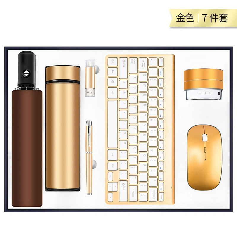 Corporate Product Silver Color Printing Promotional Pen USB Wireless Office Mouse Keyboard Gift Set