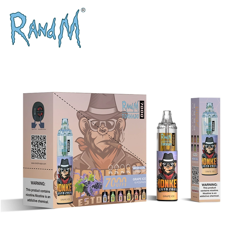 Fabricante Hot Sale RGB Light Randm tornado 7000 Puffs descartáveis Vape