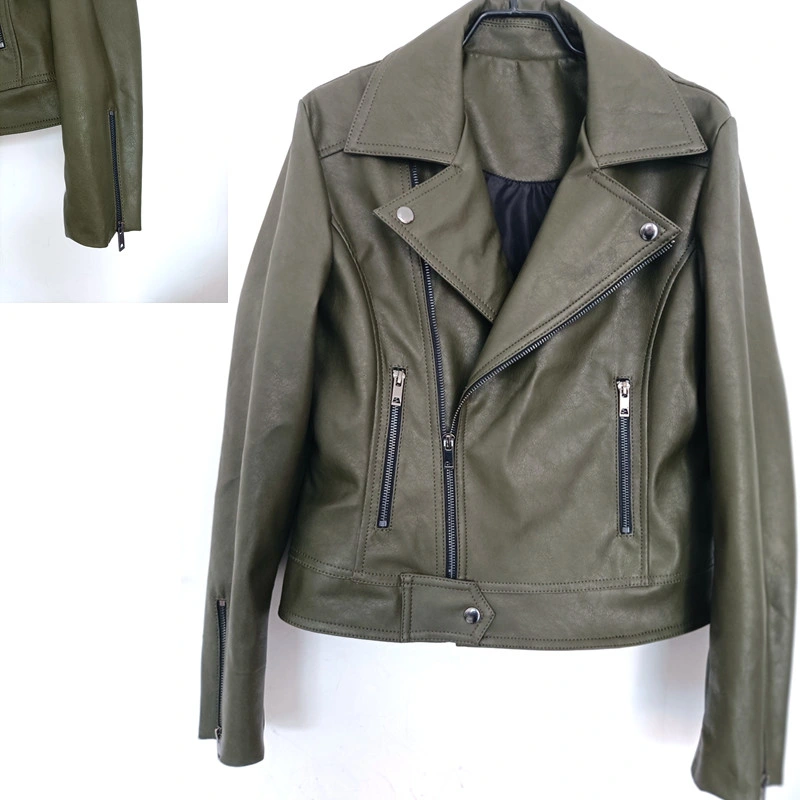 Faux Suede Clothing Trench Coat Green Autumn Lampskin Leather Jackets