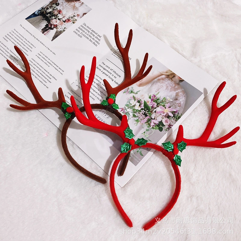 Lindo Navidad decoraciones Antler Sequin el rendimiento de parte de los niños accesorios para el pelo diadema