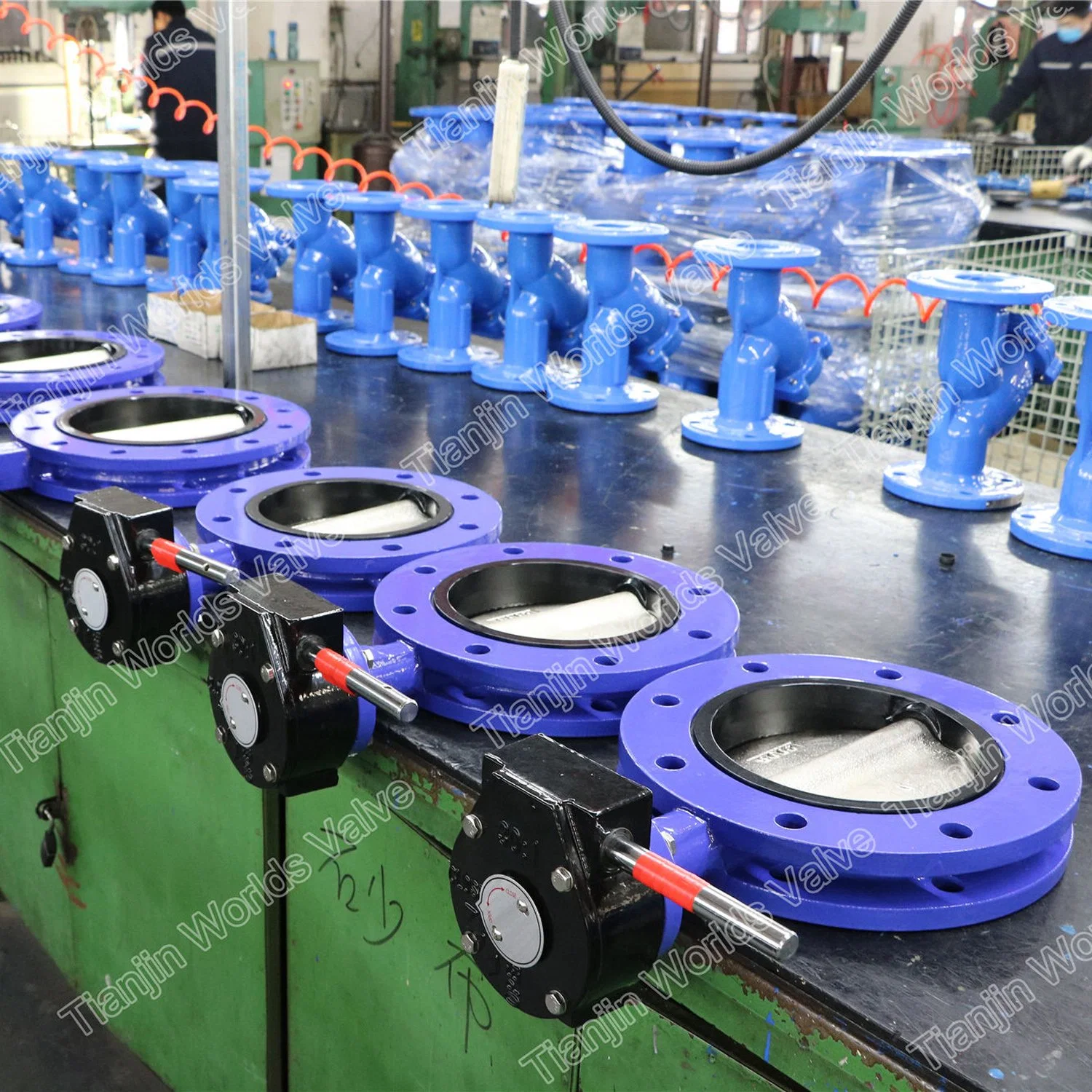 U-Pattern EPDM Seal on Body Double Flanged Butterfly Valve with Gearbox Handwheel