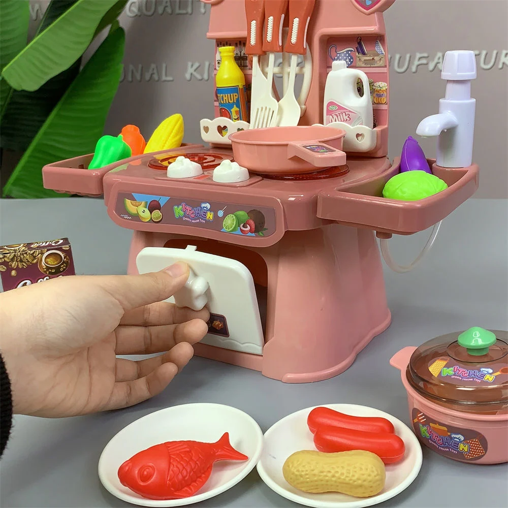 Creative Birthday Kindergarten Gift DIY Girls Pretend Role Play Simulation Food Cookware Mini Kitchen Toys Real Cooking Set Kitchen Electric Toy