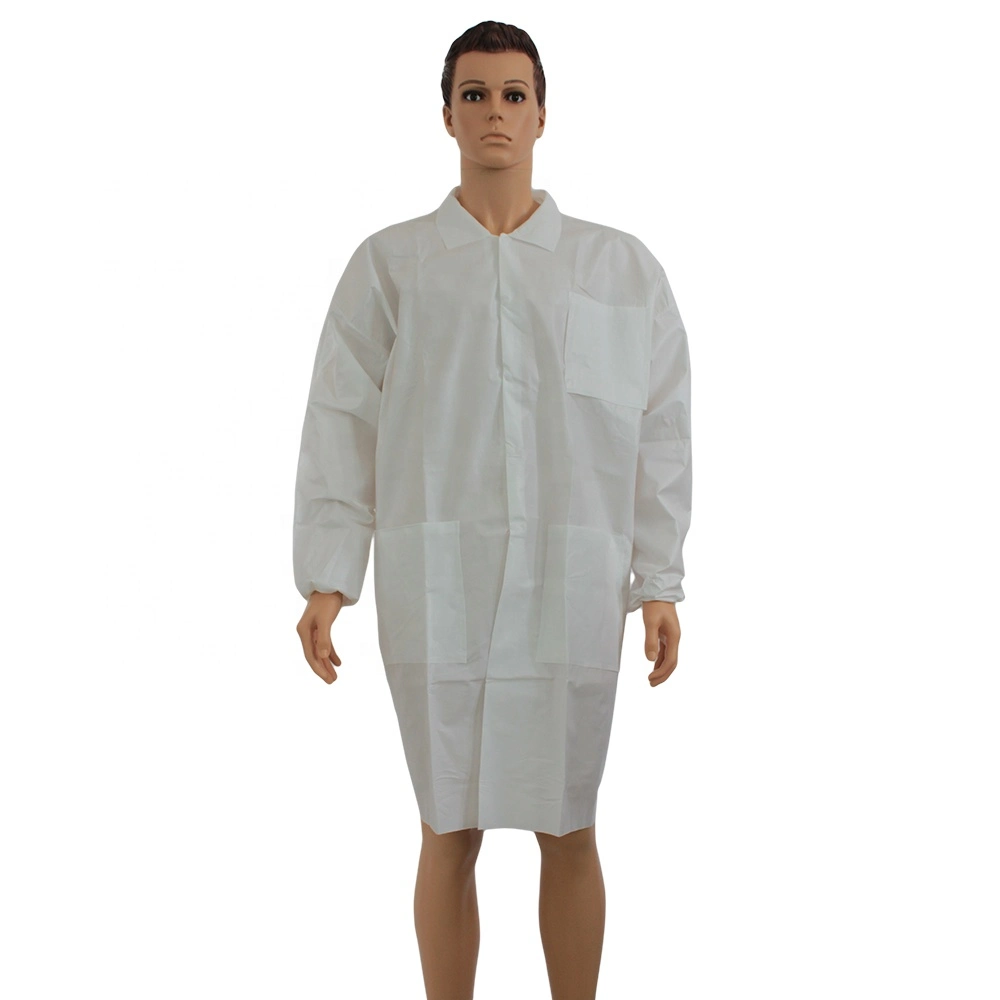 Pack of 10 White Lab Coats Unisex XL Size Disposable Polypropylene Lab Coats Disposable Lab Coats for Men and Women Hook and Loop Fastener Collar Long Sleeve