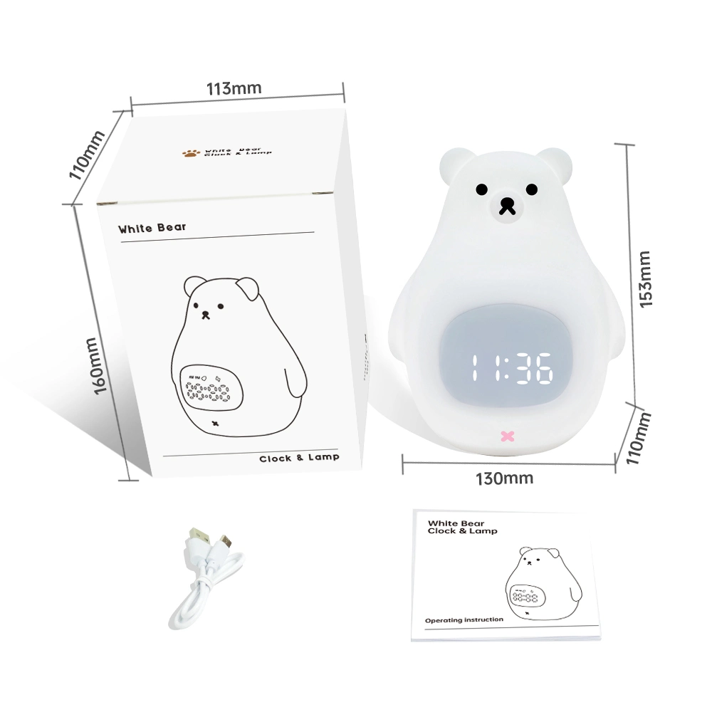 Bear Night Light and Cute Kids Alarm Clock