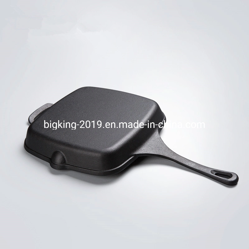 Factory Price Cast Iron Cookware 11'' Square Steak Pan Cast Iron Grill Pan