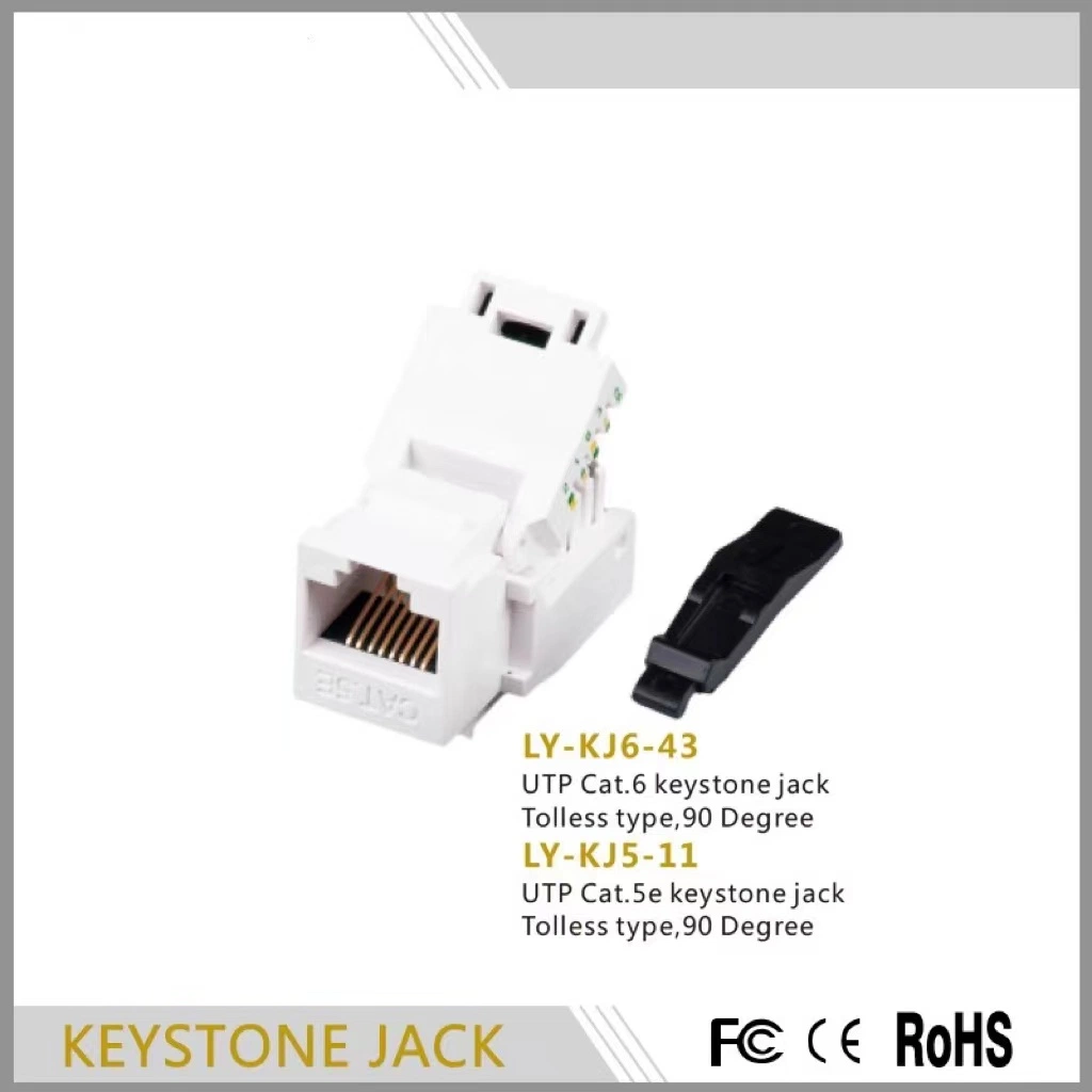 Cat5e Cat6 UTP 90degree Toolless Keystone Jack cat5e cat6 RJ45 female connector