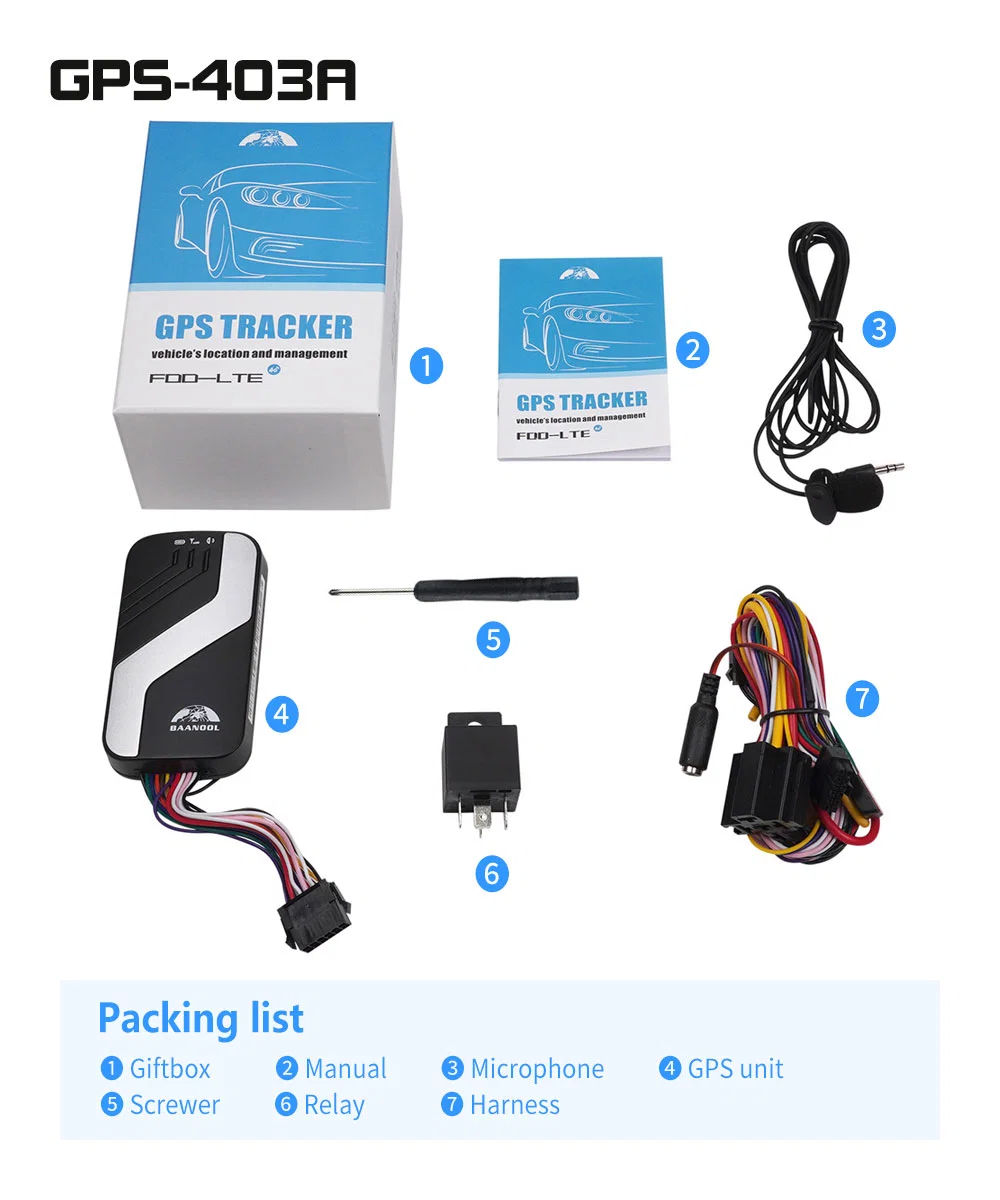 4G Auto Parts Monitor Coche Cobán GPS Tracker Tk403un seguimiento de la comunicación GSM mediante la plataforma de aplicaciones