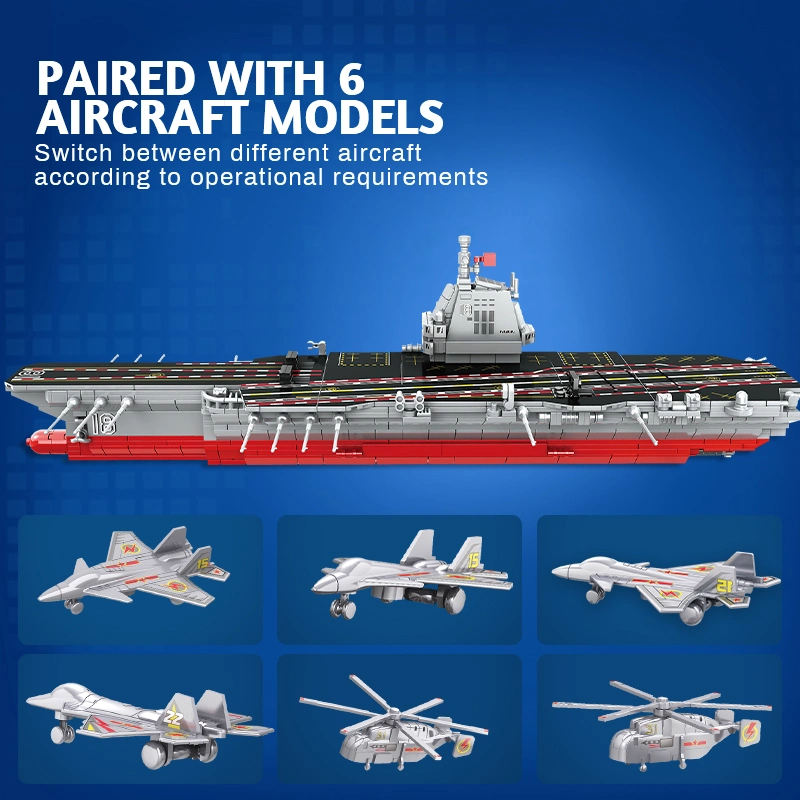 Woma Toys C0864 Model Ship Aircraft Carrier Warship Construction Brick Building Blocks Toy with Airplane