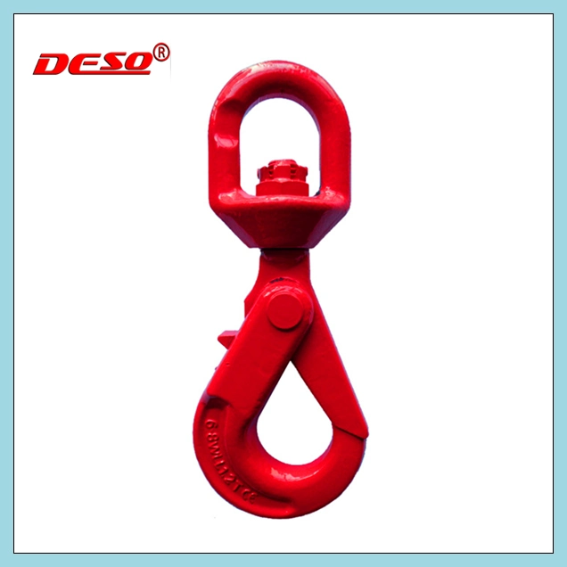 G80 Powder Coated Steel Chain Lifting Swivel Hook with Self-Locking