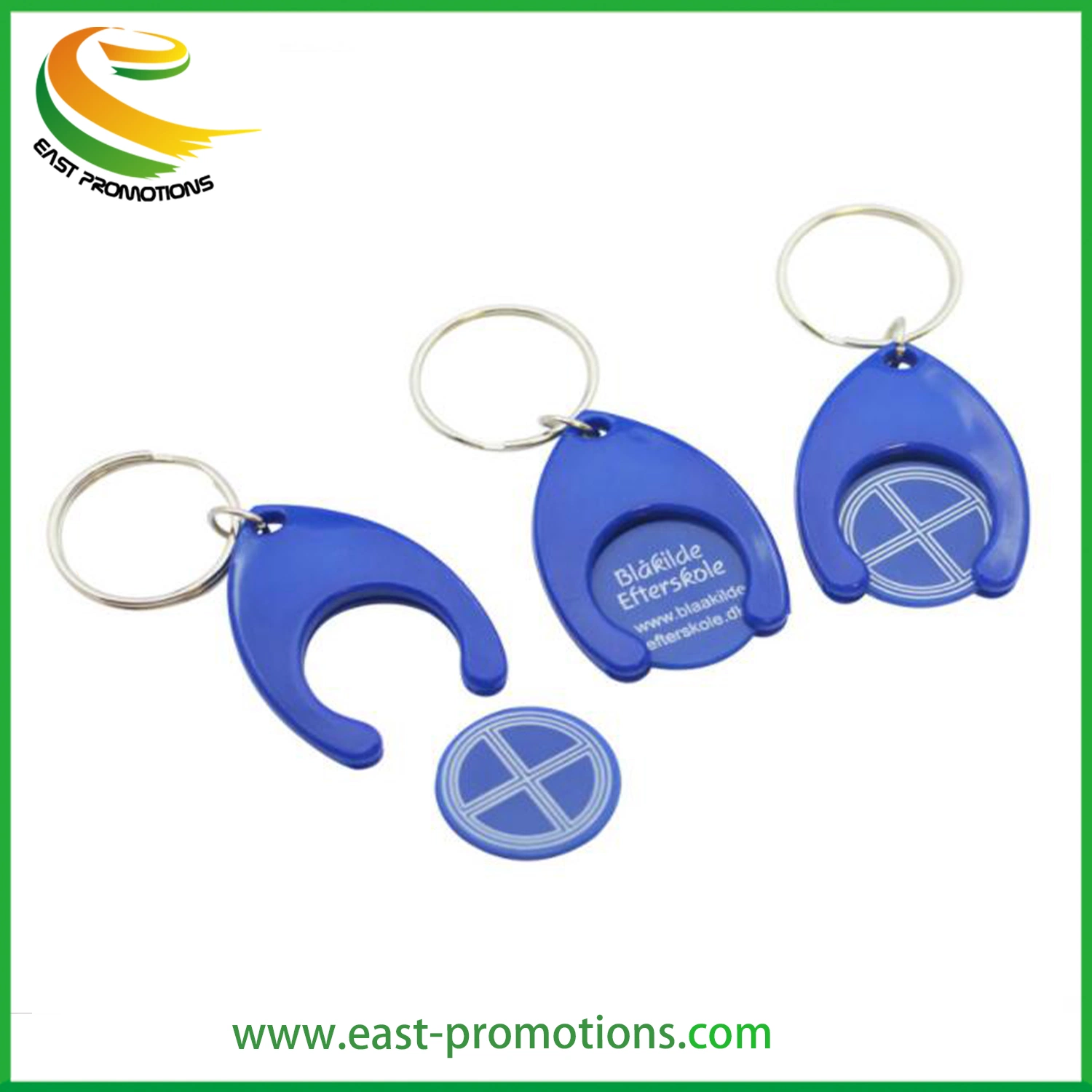 Custom Plastic Token Trolley Coin Keyring Coin Holder Keychain for Promotional Gifts