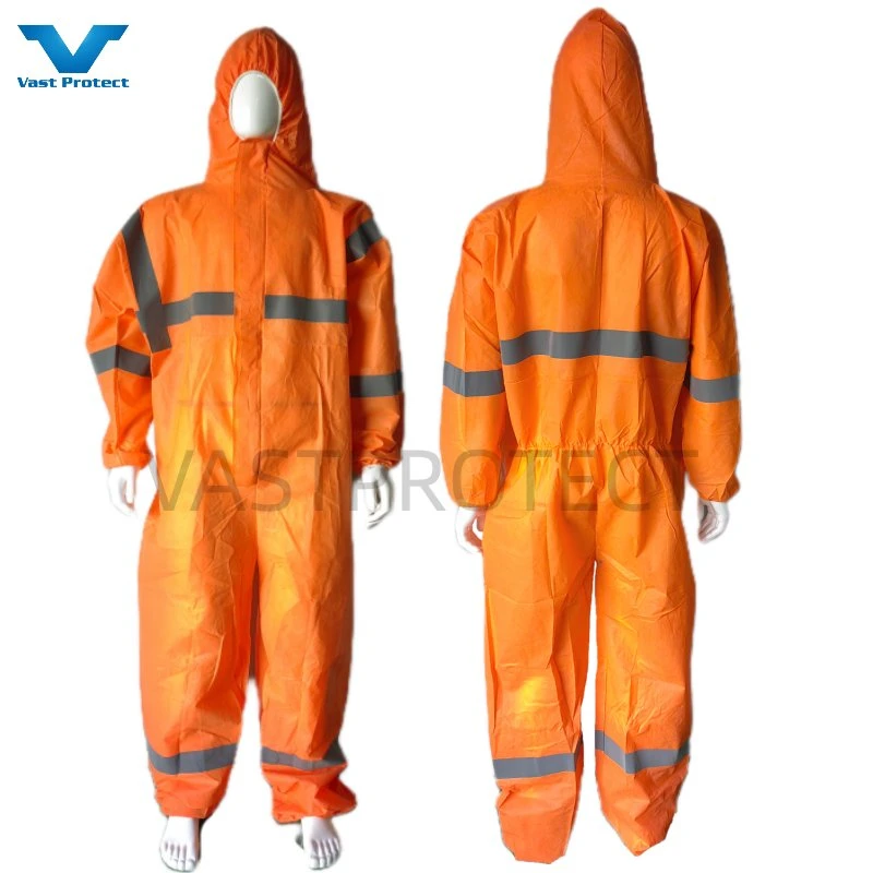 Australia Market PPE SMS Disposable Coveralls Orange Customized Protective Clothing