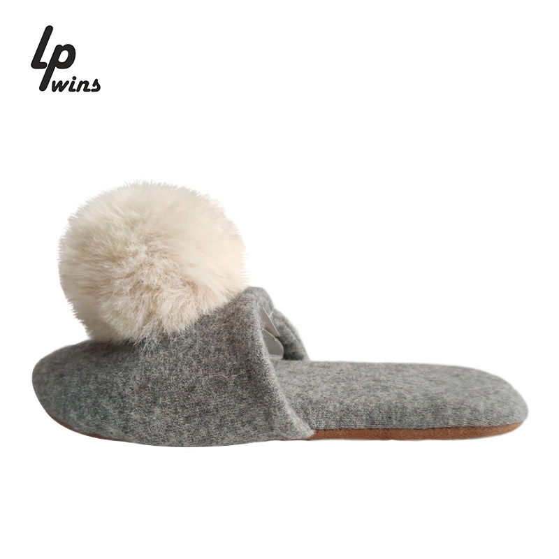 Fashion Ladies Furry Ball Slipper Custom Design Women Indoor Footwear