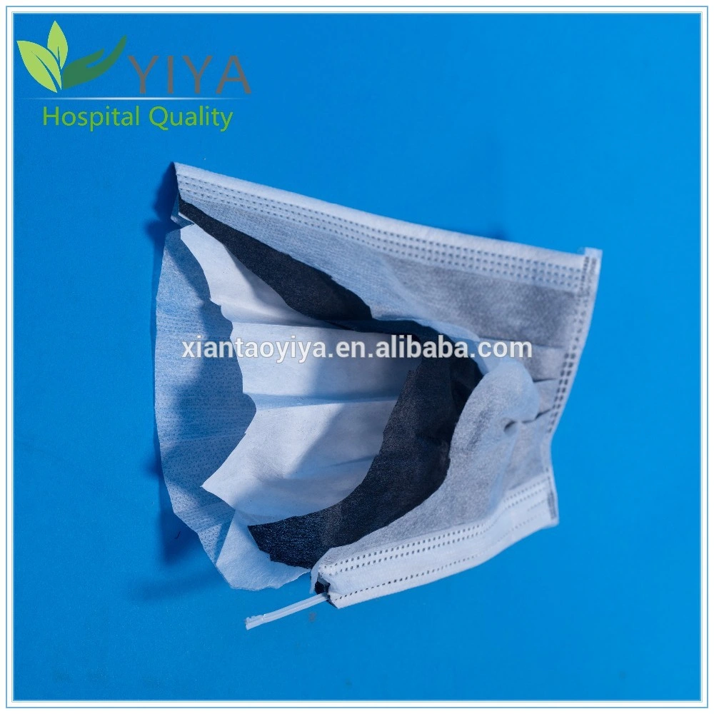 Disposable Non-Woven 4ply Active Carbon Charcoal Filter Medical Surgical Face Mouth Masks with Earloop