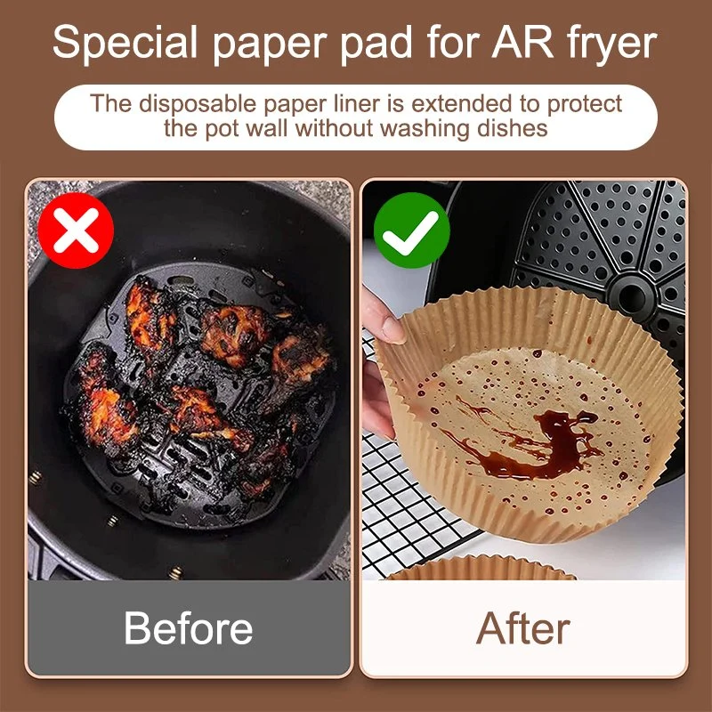 50PCS, 6.3*1.77in, Nonstick Air Fryer Disposable Parchment Paper Liner Oil-Proof Paper Tray Baking Mat Air Fryer Accessories Square Round