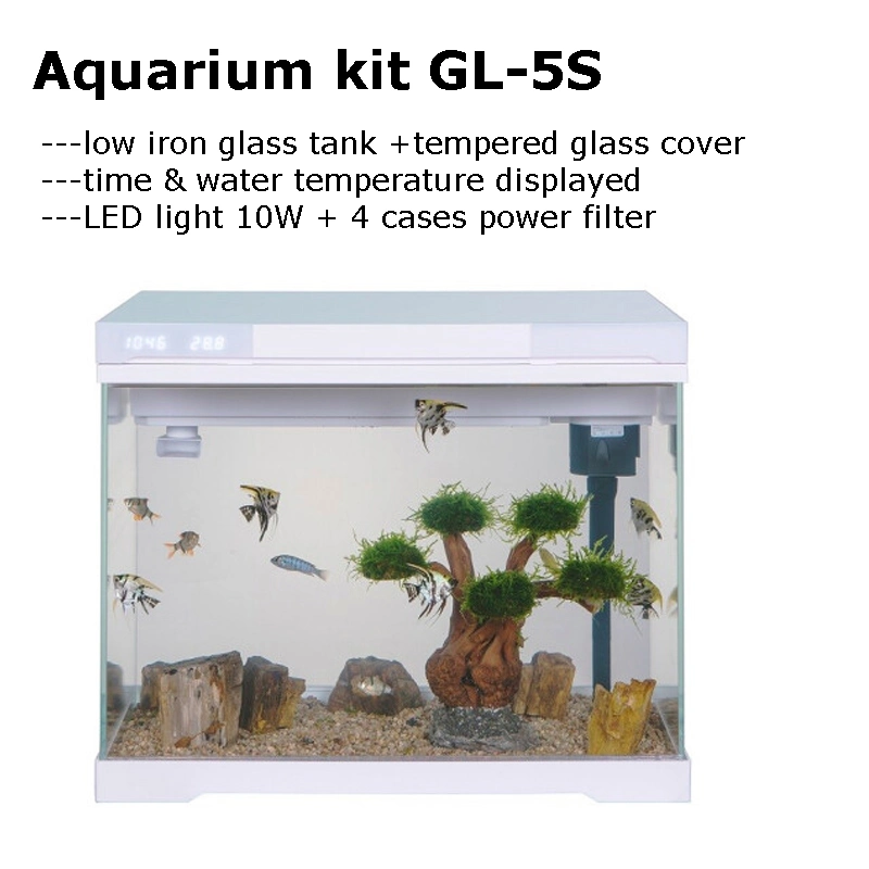 50 Liter Aquarium Kit Eisenarmiger Glasbehälter Gehärteter Glasdeckel