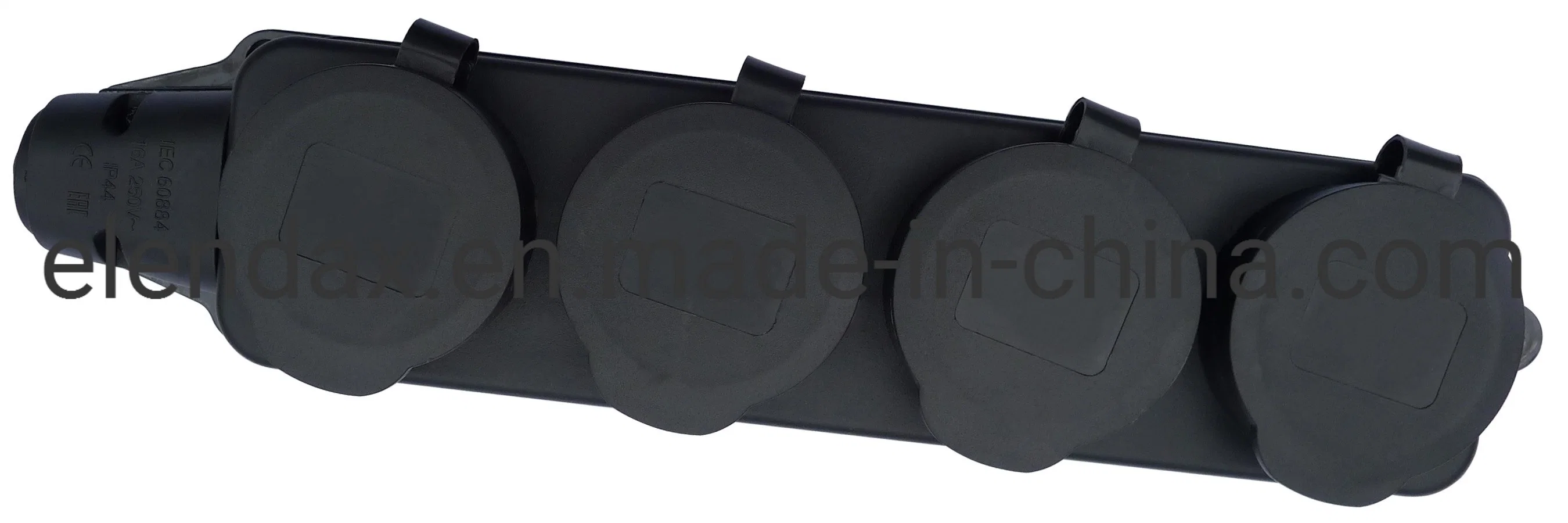 Elendax Industrial Black EU 3 Way Socket Outlet - 16A IP44 (P6310E)