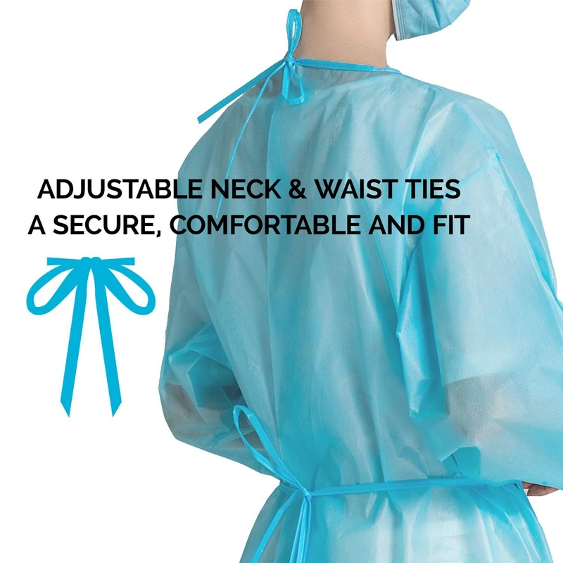 Blue PP Nonwoven Disposable Hospital Protective Surgical Isolation Gown