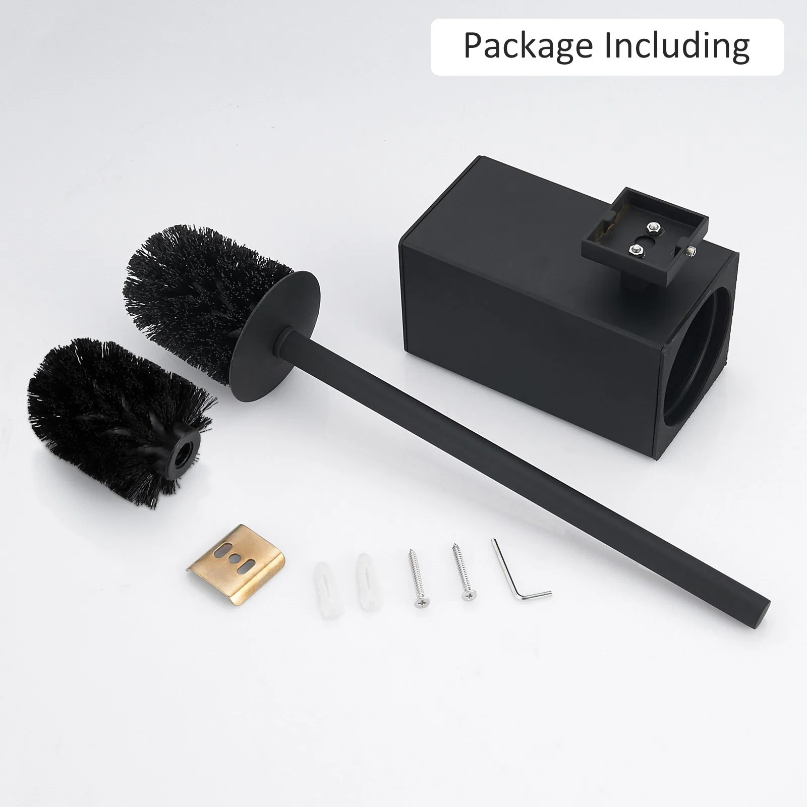 Square 304 Accessoires de toilette en acier inoxydable noir Support mural Brosse de toilette