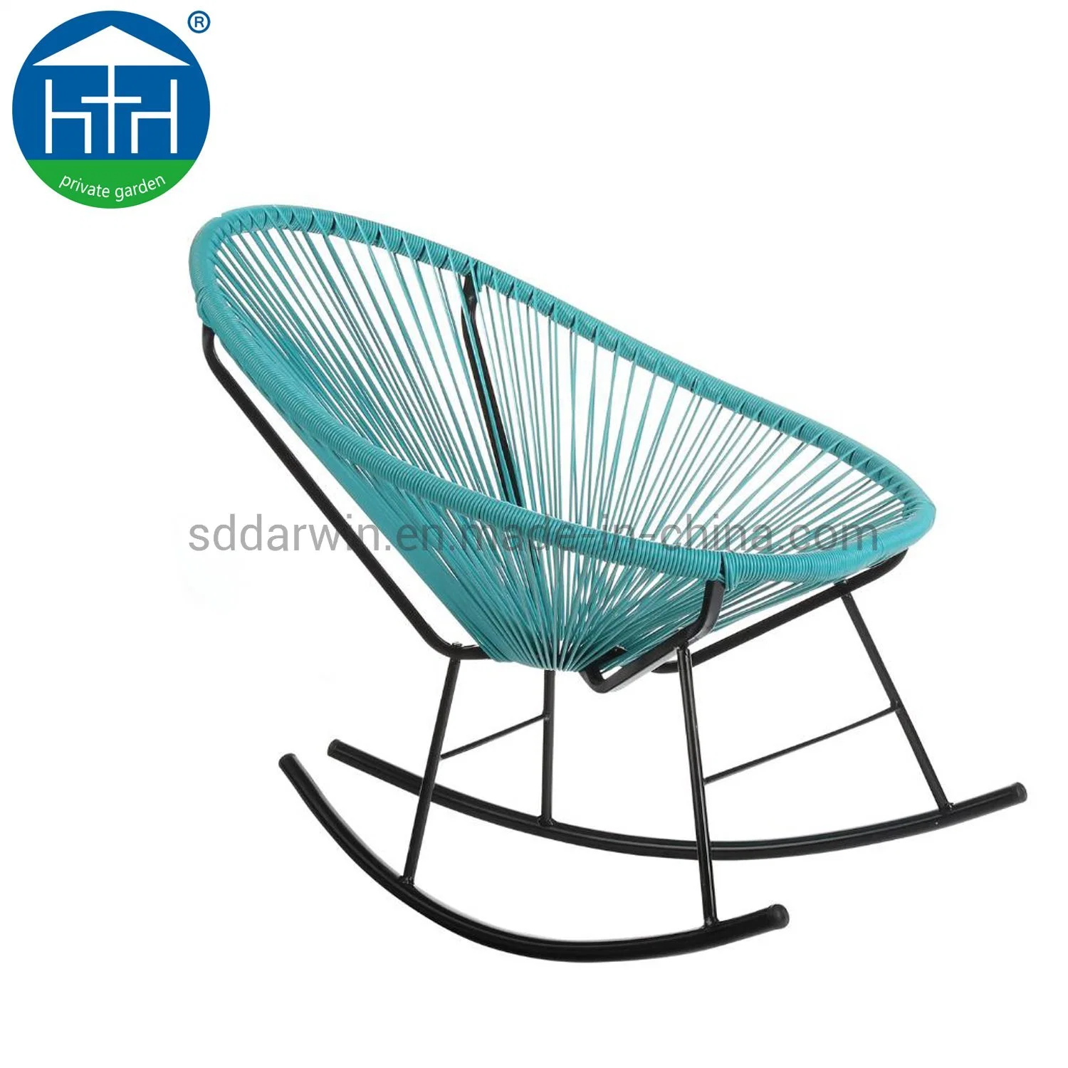 Patio de Rattan Poly metal moderno de forma de huevo Luna conjunto Asiento silla Acapulco