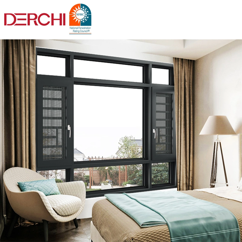 French Aluminum Casement Windows House UPVC PVC Double Glass Window