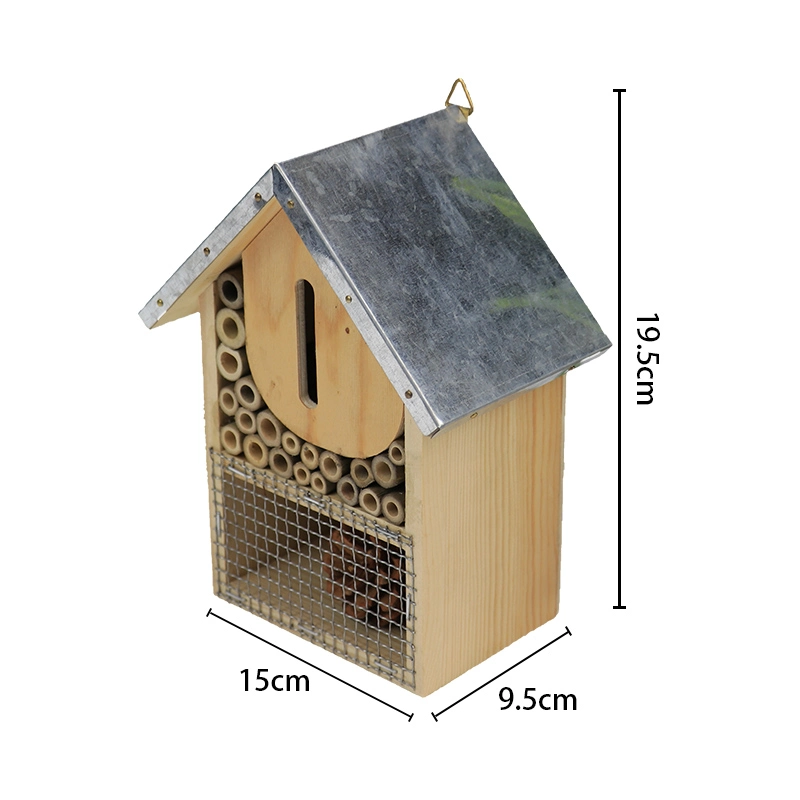 Techo de zinc metálico de insectos de madera Hotel Casa de la Abeja impermeable jaula comienzo para la abeja solitaria