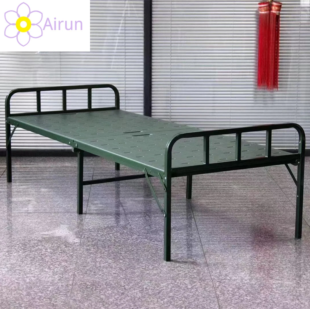 Single-Person Two-Fold Marching Army Customization Portable Lunch Break HDPE Plastic Folding Bed