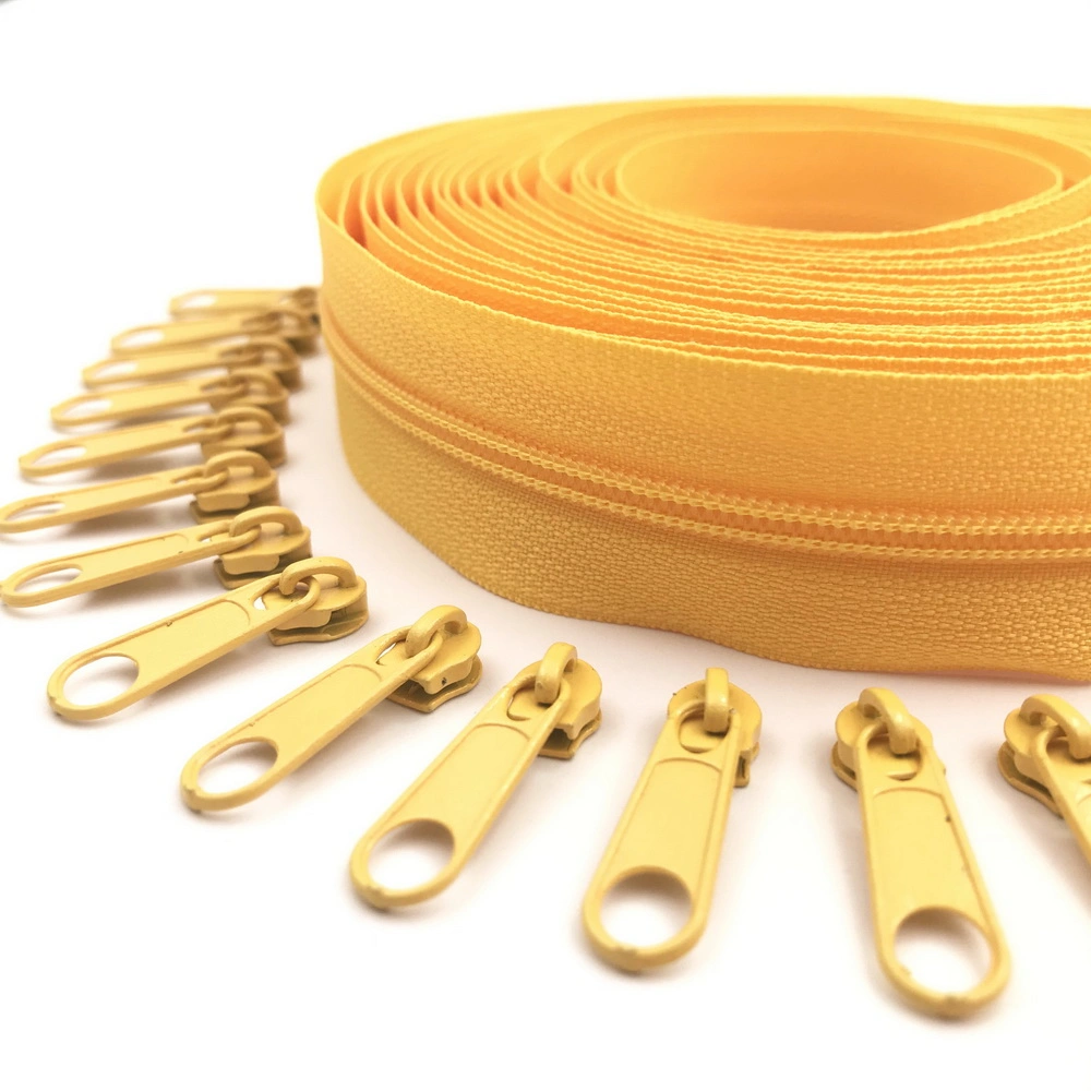 Yellow Color Nylon Coil Zippers for Purses Bags and Other Sewing Projects
