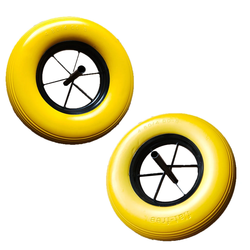 OEM Yellow Tyre Lawn Mower Rubber Wheel Solid Wheelbarrow Tires Wheel Trolley