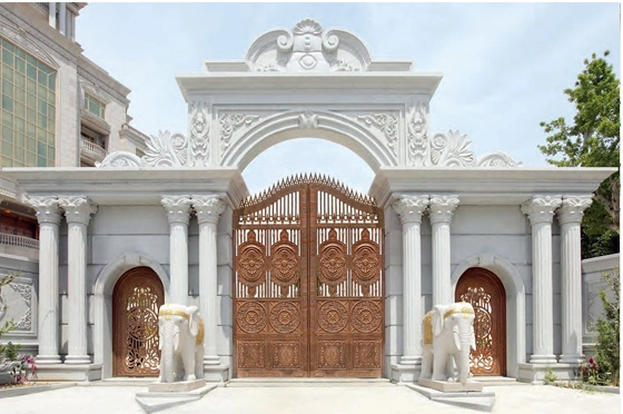 Luxury Modern Outdoor Beautiful Casted Aluminum Entrance Gate Decoration Exterior for Courtyard