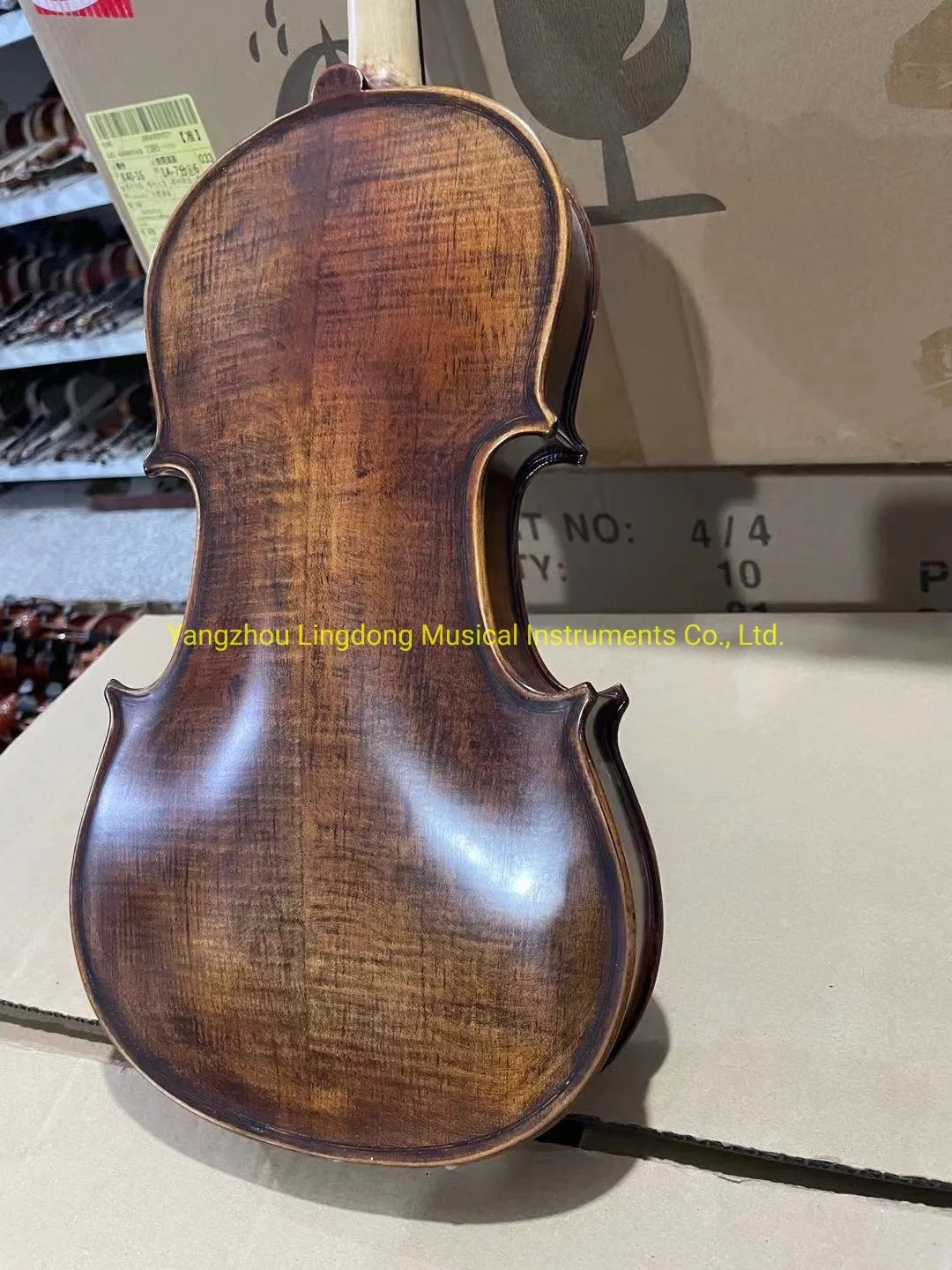 Wholesale/Supplier Handmade Natural Flame Violin with Ebony Parts in China