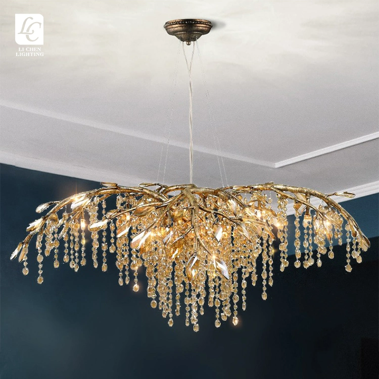 Customization Hotel Room Villa Hanging Crystal Bead LED Chandelier Pendant Light