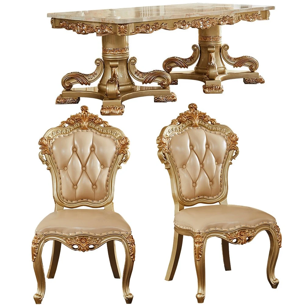 Muebles de comedor con mesa de comedor de madera y silla de cuero para comedor en color opcional para 8-10-12 personas.