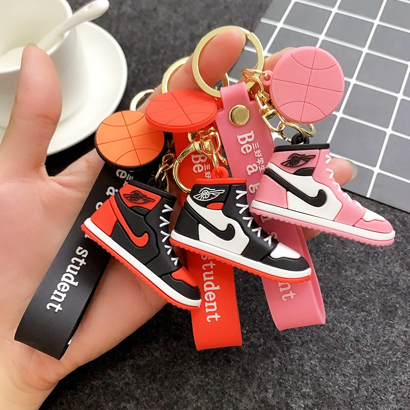 2021 Rubber PVC Air Jordan Retro 1 3 4 Shoes Sneakers Keychains Toys Promotion Key Ring