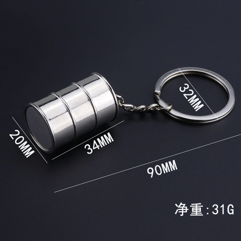 Cheap Metal 3D Oil Drum Keychain Gas Station Promotional Gift Keyring Wholesale/Supplier