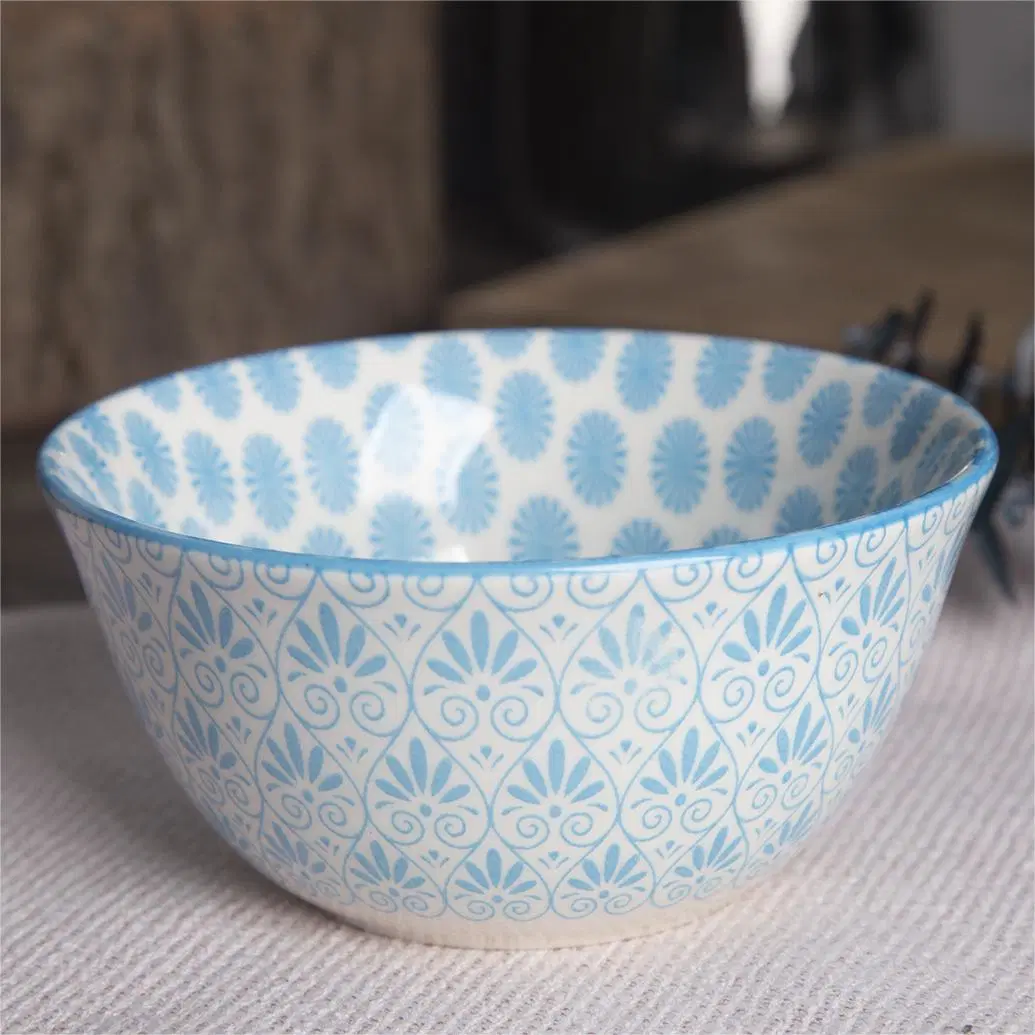 Colored Hand Painted White and Blue Porcelain Ceramic Food Breakfast Rice Soup Noodle Ramen Bowl Chopsticks Gift Sets