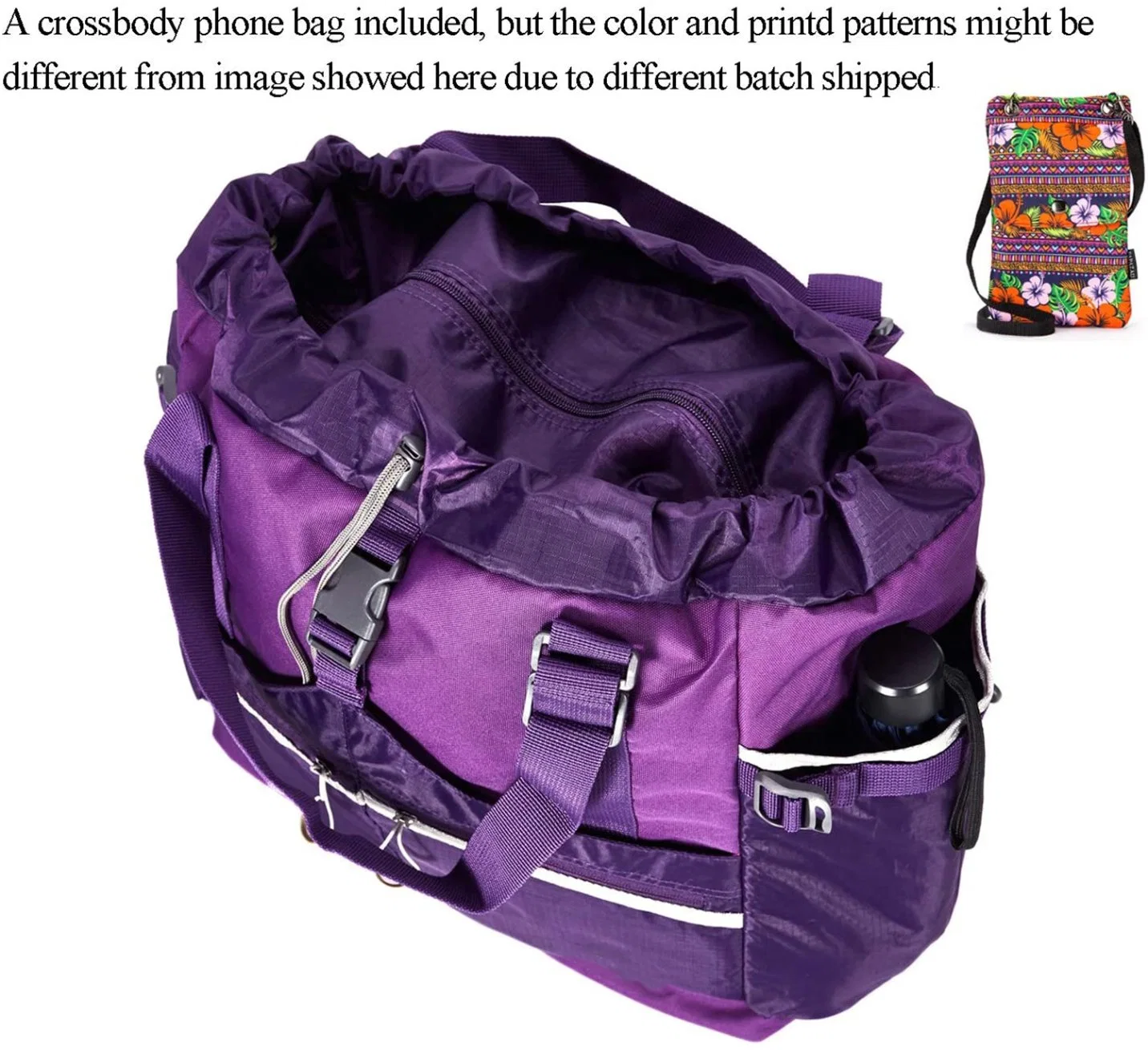 100% RPET Recyclable and Foldable Volatile Bright Purple Color Sports Travel Hand Shoulder Tote Bag Men and Women Unisex