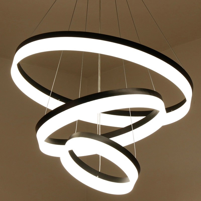 LED Chandelier Pendant Light 3/5 Rings Hanging Light for Lobby