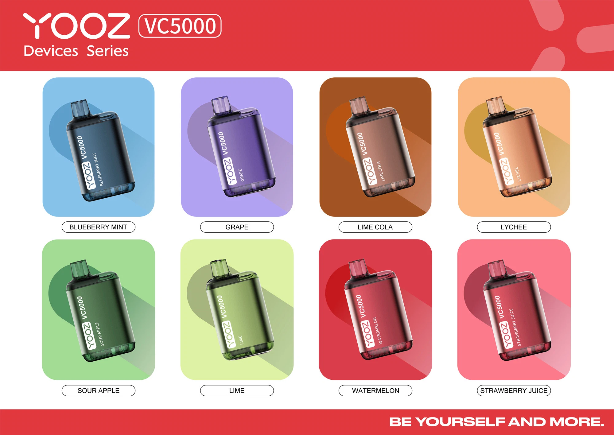 2023yooz nouveau produit, Yooz Vape jetables d'origine VC5000, saveur de fruits, rechargeable, commerce de gros de Shenzhen Cigarette électronique