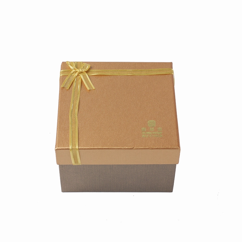 Top and Bottom Covered Gift Box with Lining and Ribbon for Gift Packing