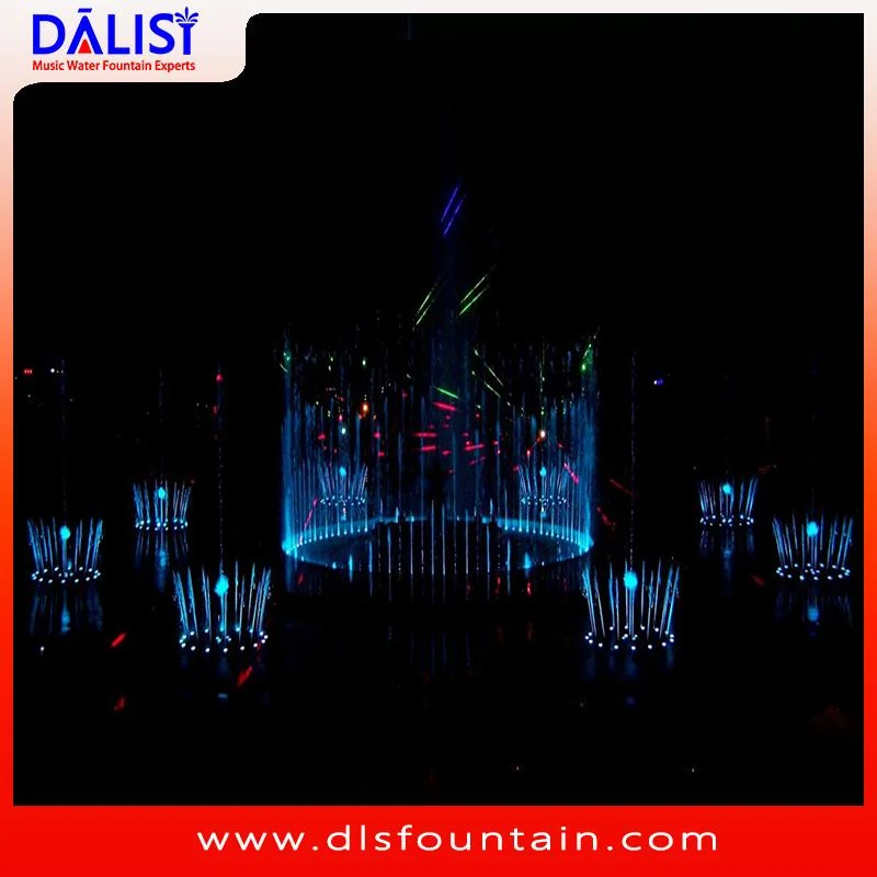 Quadratischer Brunnen mit buntem Licht und Wasser für den Außenbereich Dekoration mit 3D Animation Projektion