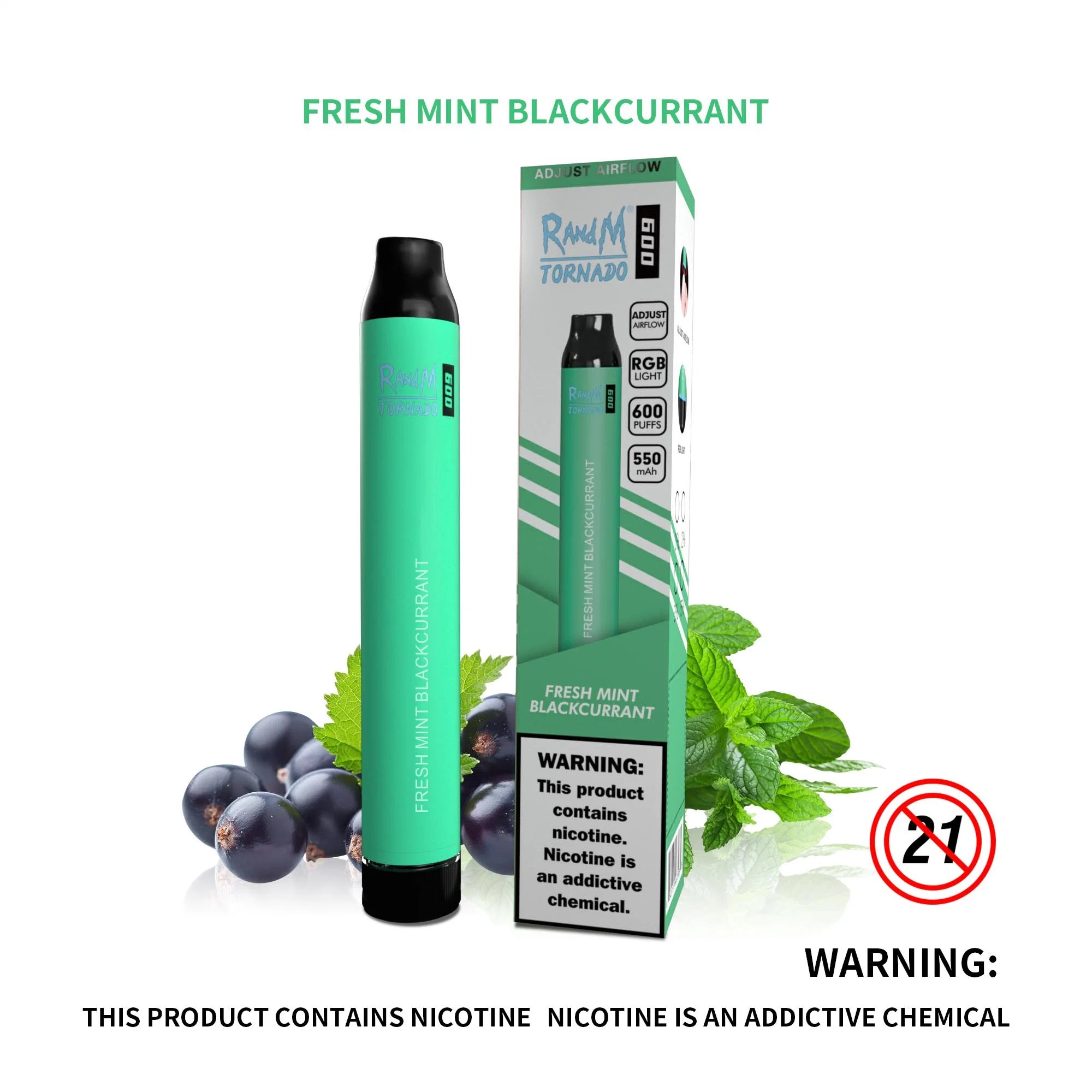 2022 Nouvelle mode Style Portable Vape Randm Tornade 600 bouffées stylo jetable Vape e cig