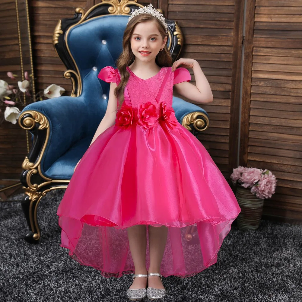 Nueva chica Princesa vestido, falda malla esponjosa, Flor de la infancia vestido de novia, vestidos de cola, el modelo de los niños muestran desgaste