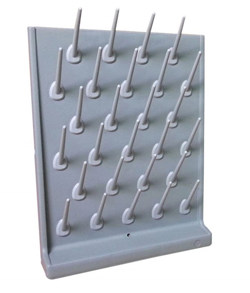 Tendedero para rack de vidrio de laboratorio 52 perchas de material PP Cristalería Tendedero Free-Standing de pared de vidrio de laboratorio de clavijas desmontables Tendedero para la escuela Lab