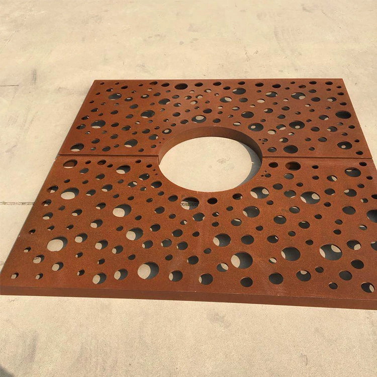 Factory Supply Round Rust Color Corten Steel Roadway Safety Tree Grate