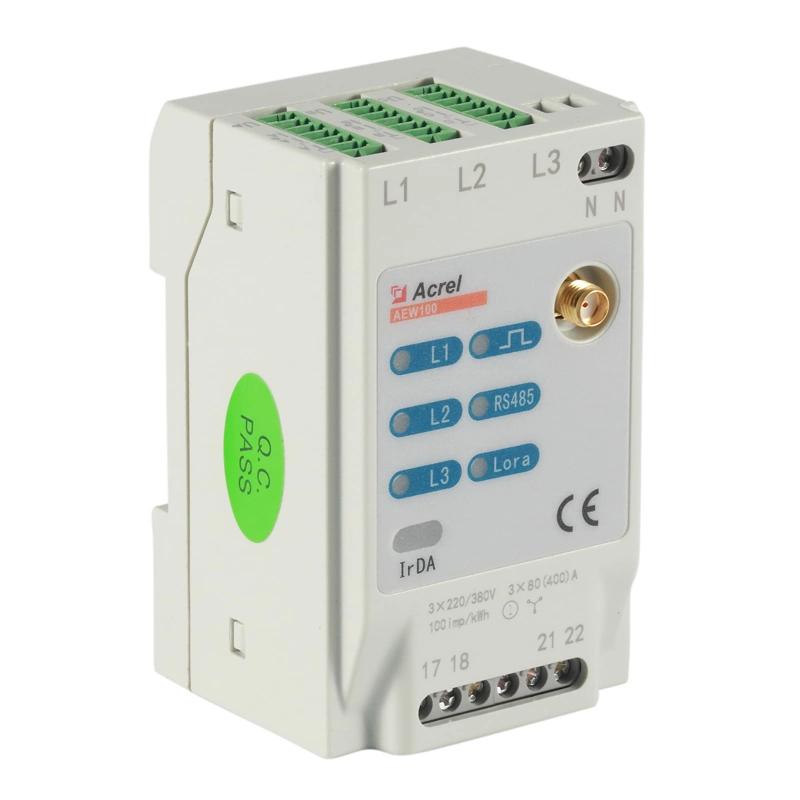 Acrel Three Phase Wireless Energy Meter Small Size Lora Power Meter with RS485 with Cts Optional Temperature Measurement