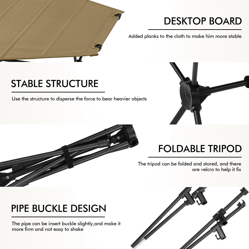 Kinggear Nuevo llegar al aire libre Glamping portátil Hexagon Camping Mesa de picnic Mesa plegable de campamento de aluminio compacto