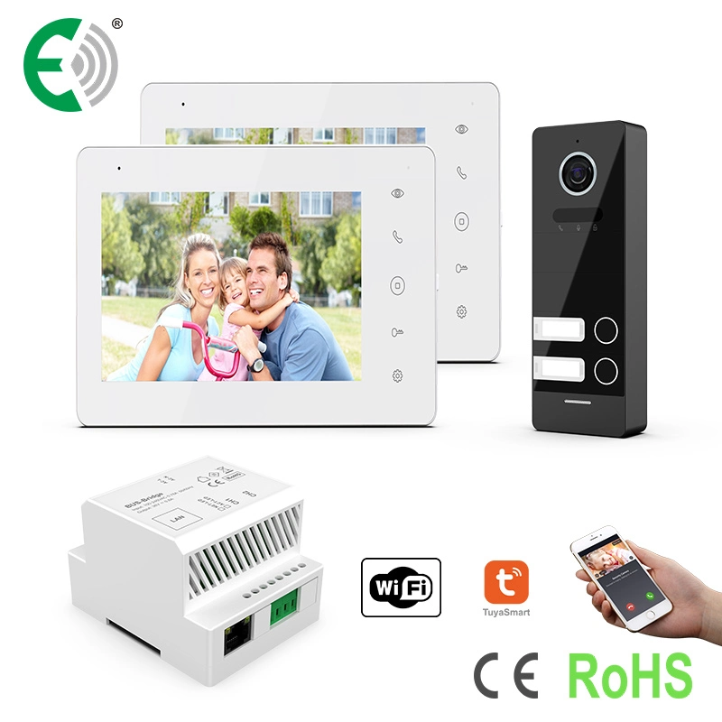 2-Hilo IP/WiFi 7"HD Pantalla táctil de automatización del hogar Videoportero Intercomunicador