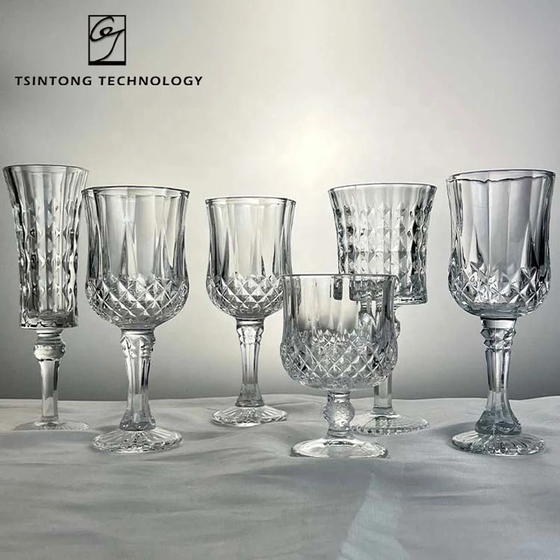 Os melhores Sale copos de água potável exclusivos em forma de diamante italiano Champanhe flautas vinho Goblet Cup Crystal Red Wine Glass Set